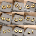 Fashion Elegant 18K Gold Plated Stainless Steel Chunky Hoop Earrings Statement Geometric Party Earring for Women Jewelry Wholesa