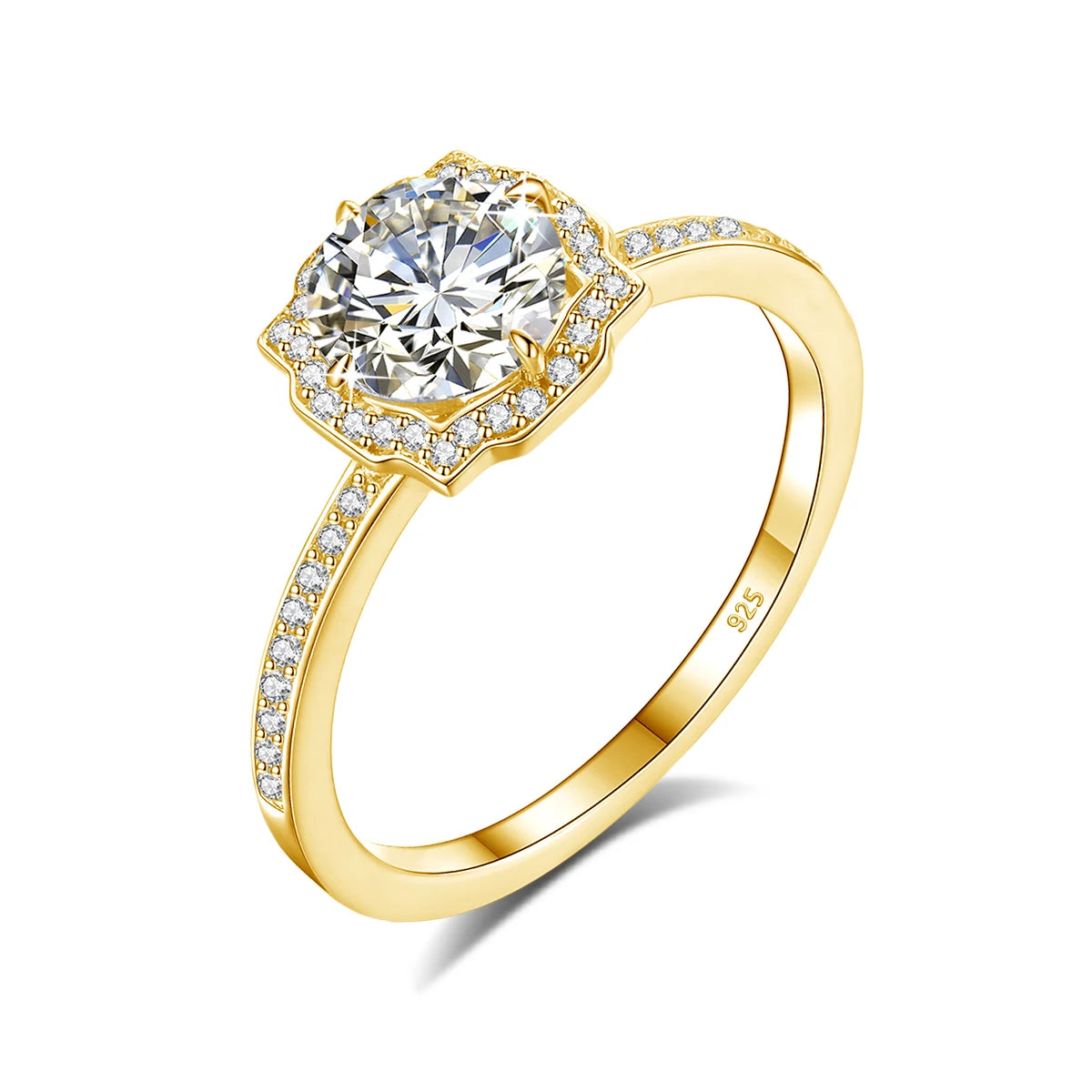 Elegant Petal Design halo Ring 18K Gold 925 Sterling Silver 1.2 Carat Moissanite Diamond Rings Engagement Wedding Fine Jewelry