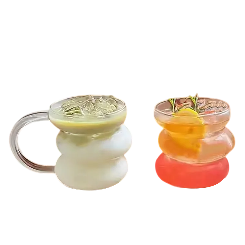 High Borosilicate Irregular Caterpillar Coffee Mug Clear Heat-resistant Glass Drink Milk Cup