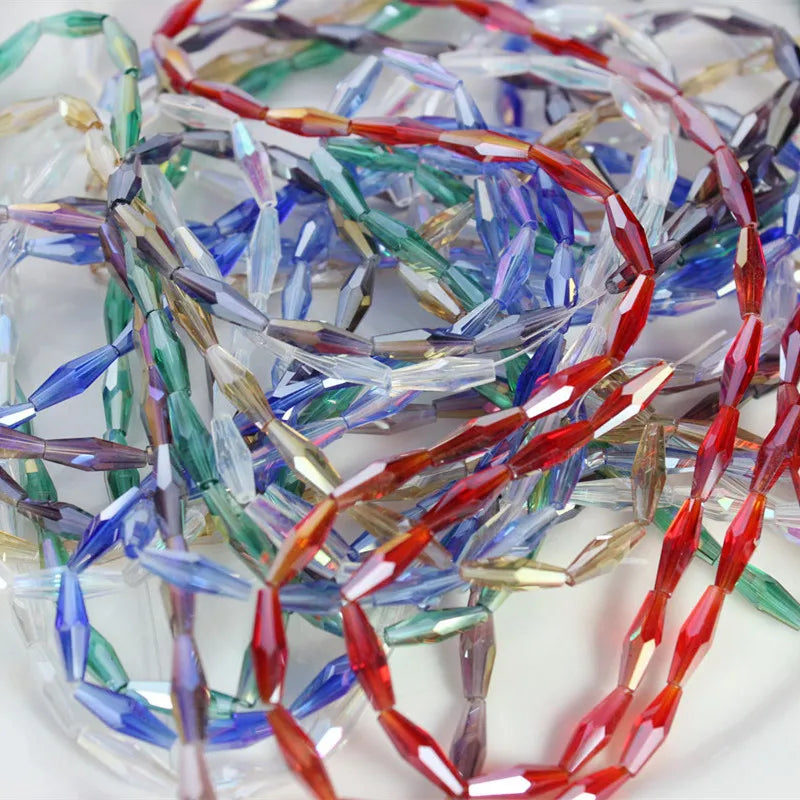 Factory Wholesale Colorful 4*12mm Long Bicone Crystal Beads  Diamond Shape Loose Bead Accessories