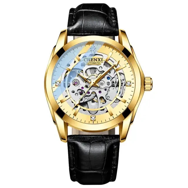 CHENXI New 8821 Automatic Mechanical Watch Men Tourbillon Movement Watches Business Leather Waterproof Luminous Wristwatch Men's