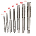 7pcs Set M3-M12 HSS Straight Fluted Screw Thread Tap Right Hand Machine Metric Plug Tap Drill Bits Hand Tools