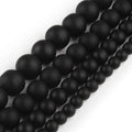 Wholesale 3/4/6/8/10/12/14MM Natural Matte Onyx Round Beads for Jewelry Making DIY Gemstone Black Agate15.5Inch Beaded Necklace
