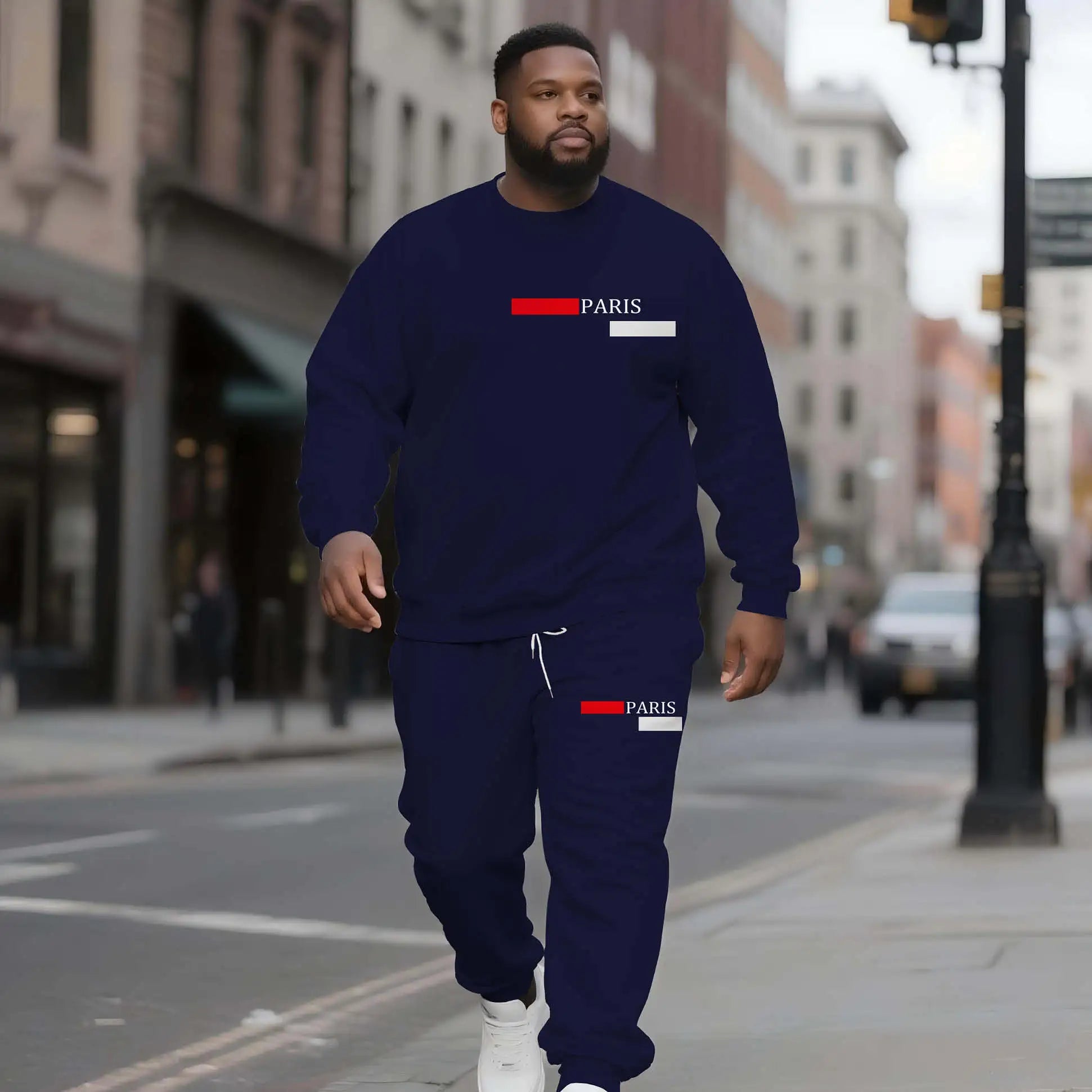 Paris Fashion Men's Crew Neck Sweatshirt Set Sport Minimalist Design Custom Logo Manufacturer