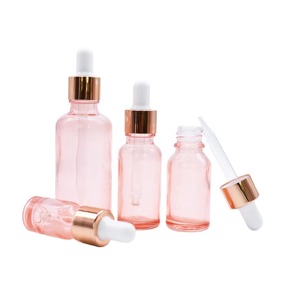 Wholesale Price Customized Color Logo Print Coloured 10 ml 30 ml Essential  Pink Hair Oil Bottles