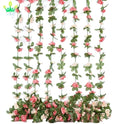 Artificial Rose Vine Flowers Green Leaves Fake Garland for Home Hotel Office Graduation Valentine's Day Enhance Decorations