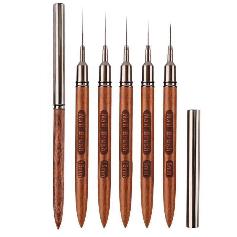 Single Nylon Hair Wooden Handle Nail Liner Brush for Nail Gel Manicure Liner Painting Pen Brush Nail Art Brush