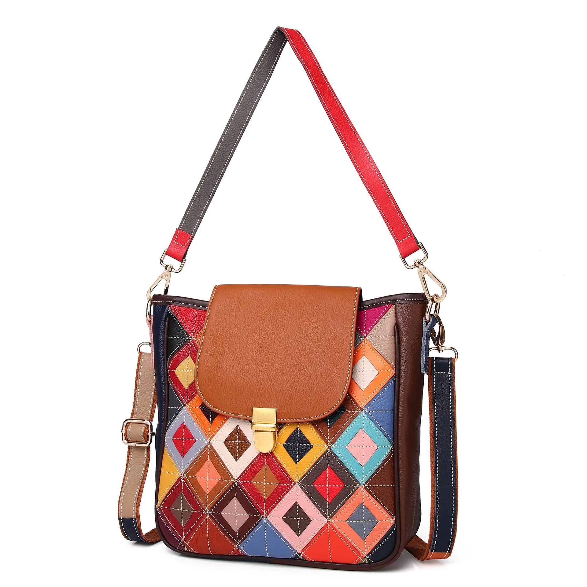 Ladies Small square Underarm Bag Genuine Cow Leather Crossbody Shoulder Bags Rhombus Stitching Women Handbag Purse