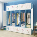 Factory Wholesale Baby Blue Diy Foldable Bedroom Wardrobe Closet White Door Cube Modern Portable Wardrobe for Dining Plastic