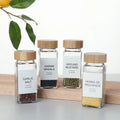 4 oz High Quality Glass Spice Jars with Bamboo Lids Seasoning Storage Cabinets for Food Labelled Spice Rack Drawer