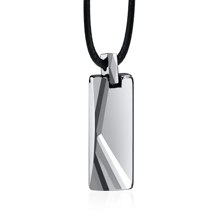 High Polish Stainless Steel Dainty Blank Square Bar Charm Link Chain Necklace for Men Party & Anniversary Gift Jewelry