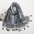 New Arrival Glitter Geometric Hijab Scarf Muslim Women Headscarf Hijab Soft Tassel Printed Hijab