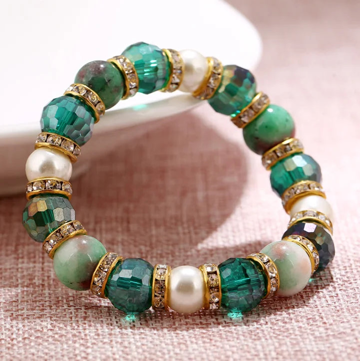 Fashion Style Colorful Stone Crystal Beaded Bracelet Diy Beaded Bracelet Women's MegaBDM