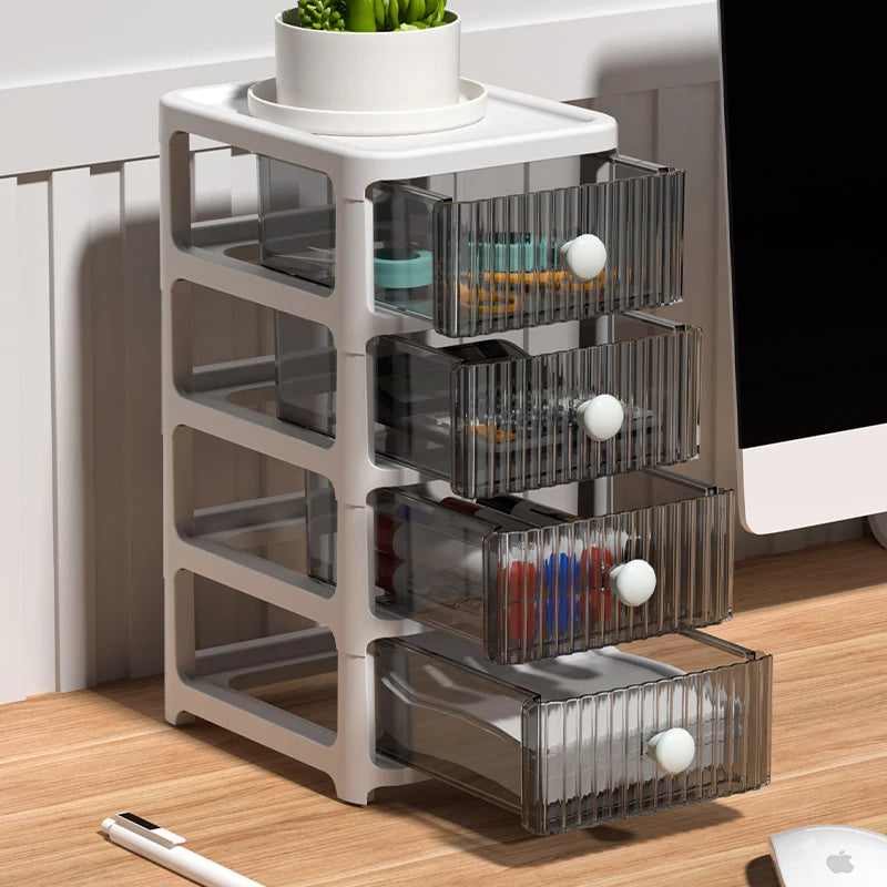 Desktop Study Stationery Paper Desk Organizer Drawer Plastic Stackable Storage Box Jewelry Makeup Organizer Drawers