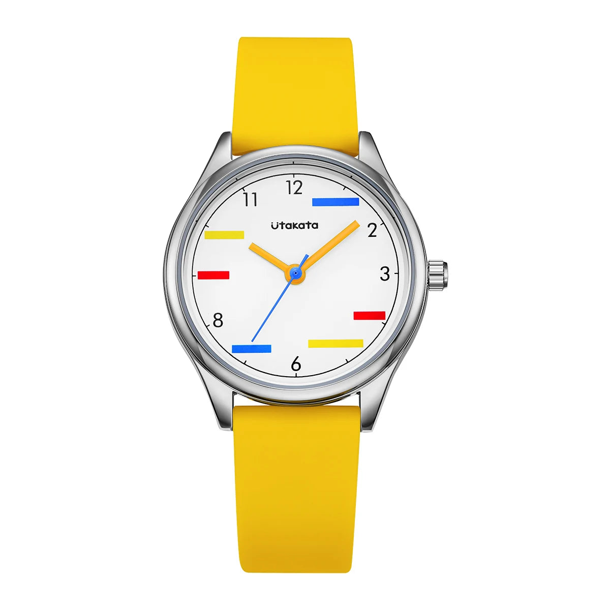 Utakata A0008 Cartoon Sport Kids Wristwatch for Girls Silicone Band Yellow Alloy Case
