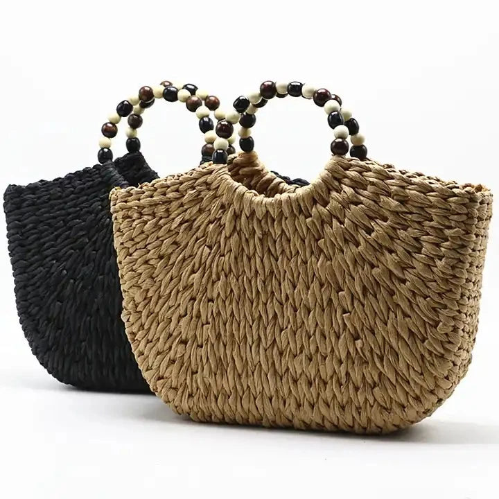 Factory Direct Fashion Straw Tote Bag Women  Eco Friendly Lady Handmade Fashion Shopping Basket  Summer Beach Straw Bag
