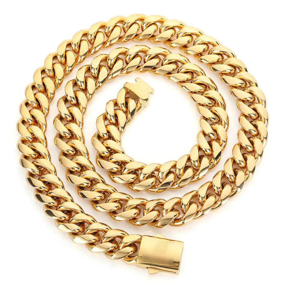 Luxury 18k Gold Plated Multi-Strand Stainless Steel Necklace Cool Men's Jewelry Weddings Gifts Parties Engagements Anniversaries