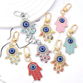 Fashion Turkish Blue Eye Metal Carabiner Keychain Fatima Hasma Hand Charm Key Ring Accessories for Bag and Car