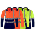Hi Vis Orange Long-Sleeved Reflective Polo Shirt Customizable Safety Clothing with Fluorescent Work & Reflective Features