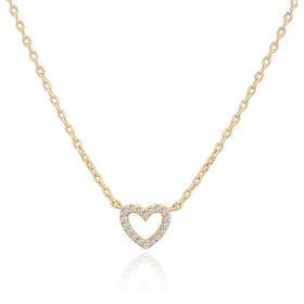 High Quality Custom Rhinestone Gold Plated Zirconia love Pendent Charms Cute Crystal Hollow Heart Necklace Jewelry