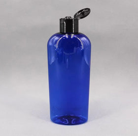 2oz 60ml 4oz 120ml 250ml 8oz Cobalt Blue Cosmo Oval Bottle With Black Flip Top Cap Cosmetic Plastic Bottles