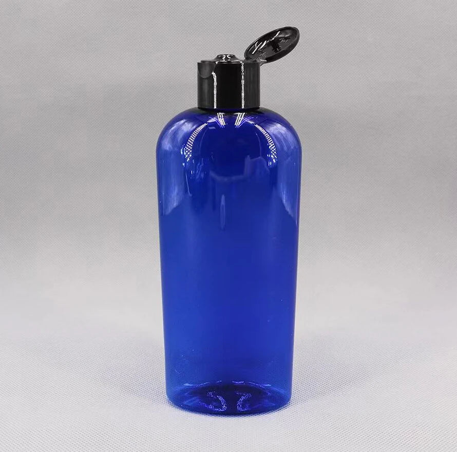 2oz 60ml 4oz 120ml 250ml 8oz Cobalt Blue Cosmo Oval Bottle With Black Flip Top Cap Cosmetic Plastic Bottles