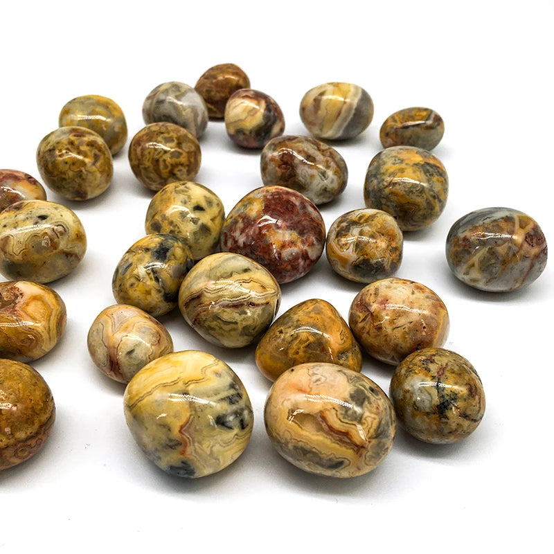 Natural Crystal Crazy Agate 2-3cm Tumble Polished Healing Stone Gemstone Yellow Crazy Agate Tumbled for Decoration