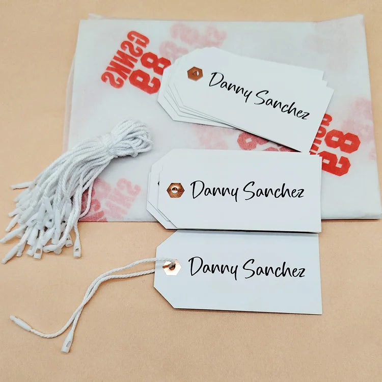 White Paper Customized Design Printing Swing Tag Clothing  Labels