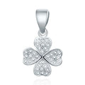Beautiful 925 Sterling Silver Pendants 3A Cubic Zirconia Rhodium Plated Four Leaf Clover Love Heart Necklace Pendant