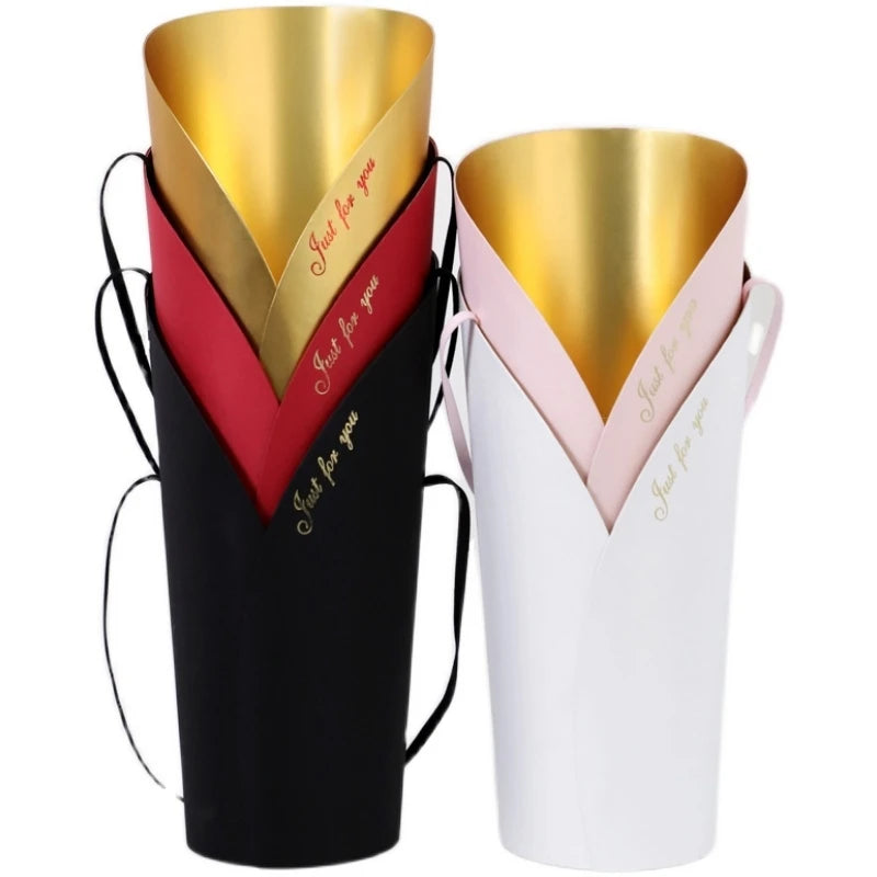 Custom V Shape Round Tube Dried Flowers Box with Recycled Materials Matt Lamination & UV Coating for Rose