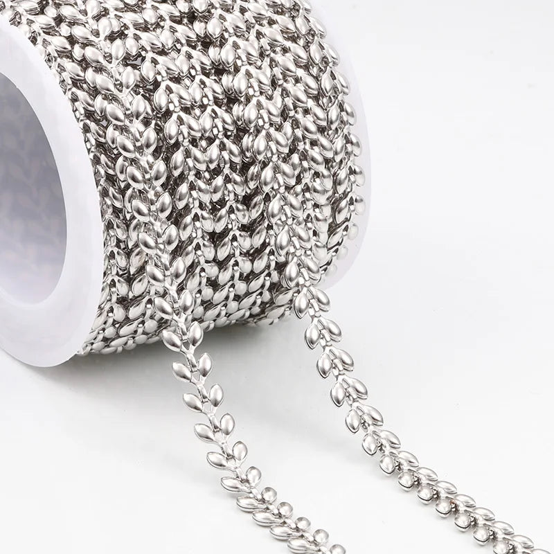 Handmade Silver Stainless Steel Stereoscopic Leaf Chain New Design for Women and Men DIY Jewelry Accessories