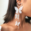 2021 New Arrival Korean Trendy Statement Heart Fabric Butterfly Pearl Drop Earrings for Women Jewelry