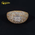 925 Silver Jewelry Hip Hop Custom Made Iced Out Emerald Cut 2ct VVS Moissanite Ring for Men