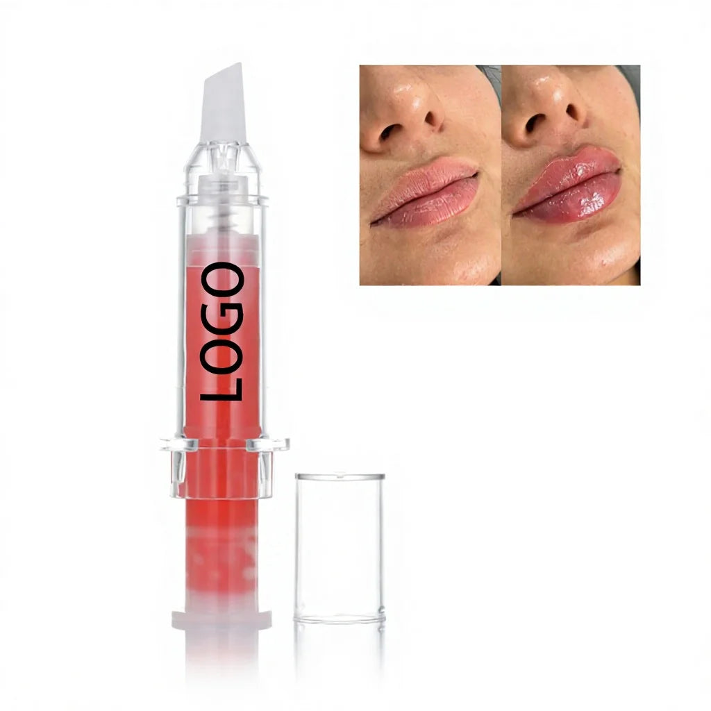 100% Organic Lip Enhancement Clear Syringe Lip Plumper Gloss Vegan Moisturizer with Private Label Pouty Lip Enhancement