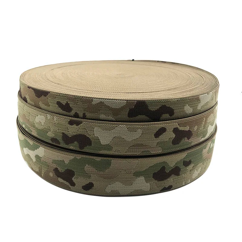 25mm 38mm 50mm Wide Multicam MC Jacquard Spandex/Polyester 0.5-3mm Thickness Webbing Strap DIY Molle Belt Elastic