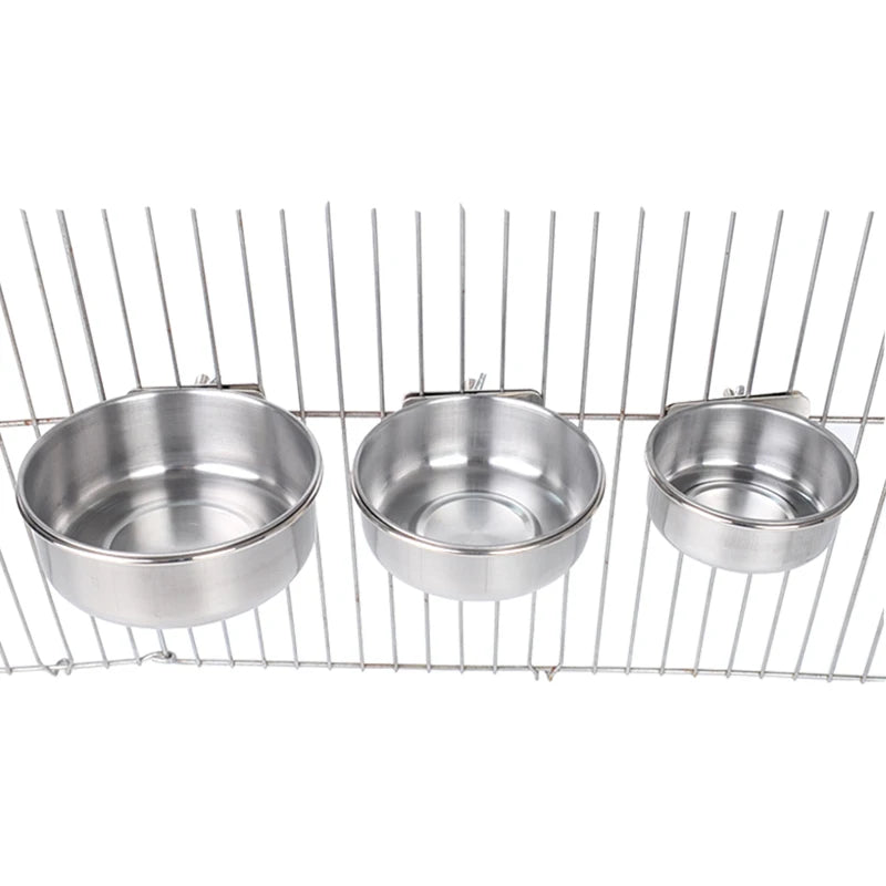 Birds Feeders Parrot Stainless Steel Cups Container With Food Bowl for Bird Cage Accessories