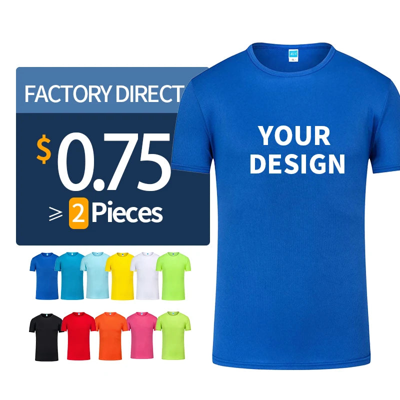 Blank O-Neck Men 100% Polyester Quick Dry T Shirt for Men Print Customize Logo T Shirts Custom Printing