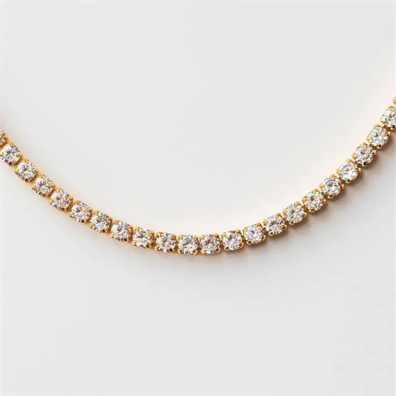 Square Tennis CZ Chain Necklace 18K Gold Plated New 4MM Iced Out Bracelet Necklaces Men Fashion Hip-Hop Jewelry