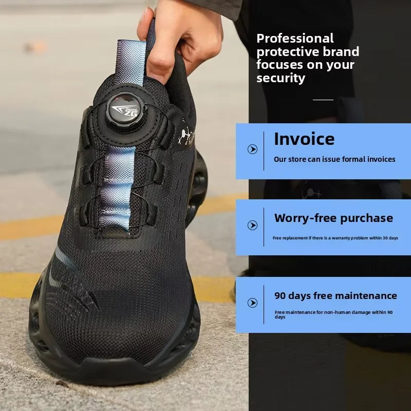 Mesh Anti-Puncture Steel Toe Safety Shoes for Men and Women Summer Construction Boots for Work Safety