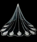 QUEENS GOWN Custom Made Ivory Applique Wedding Dress Accessory Handmade Sequin Wedding Veil Beaded Soft Tulle Lace Bridal Veil