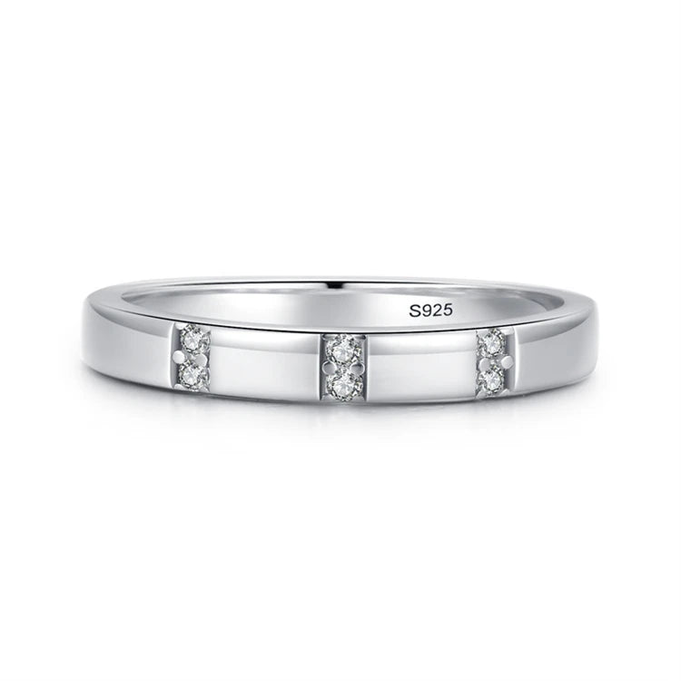 Fine Jewelry Valentine's Day Gift 925 Sterling Silver Women Fashion Micro-diamond Eternity Bands Rings