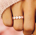 CAOSHI 2025 New Heart Enamel Rings for Women Rose Gold Color Temperament White Love Promise Rings Wedding Bands