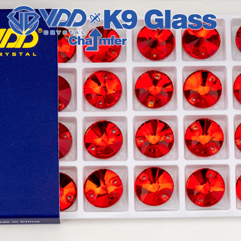 VDD Rivoli S109 Siam K9 Glass Sew on Rhinestones Sewing Crystals Strass Stones for Clothes Wedding Dress Garment Decorations
