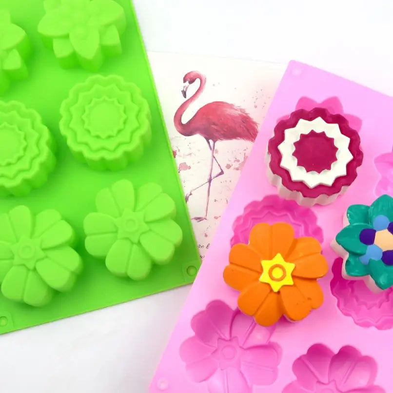 144 6 Different Flowers Mold Silicone Cake.3d Soap Mold Kitchen Supplies Tools Cheese Silicone Mold