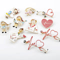Jachon Creative Cartoon Stethoscope Three-dimensional Doctor Nurse Heart-shaped ECG Dripping Brooch