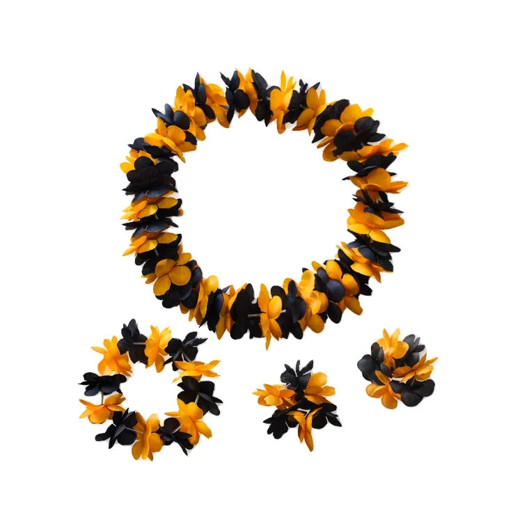 Hawaiian Leis Luau Tropical Headband Flower Headpiece Wristbands Necklace Bracelets Hair Band for Summer Beach Vacation