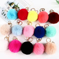Wholesale Cute Fluffy Fur Ball Keychain Bag Pendant Charm 8cm Plush Pom Pom Keychains for Girls