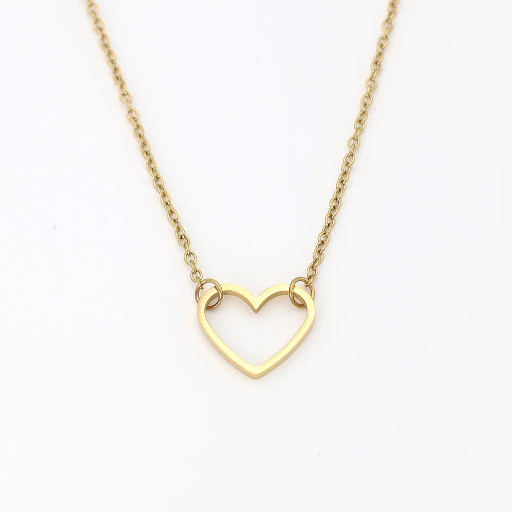 Stainless Steel 14k Gold Filled Small Cross Heart Choker Pendant Necklace Charm Chain Necklace Women Jewelry