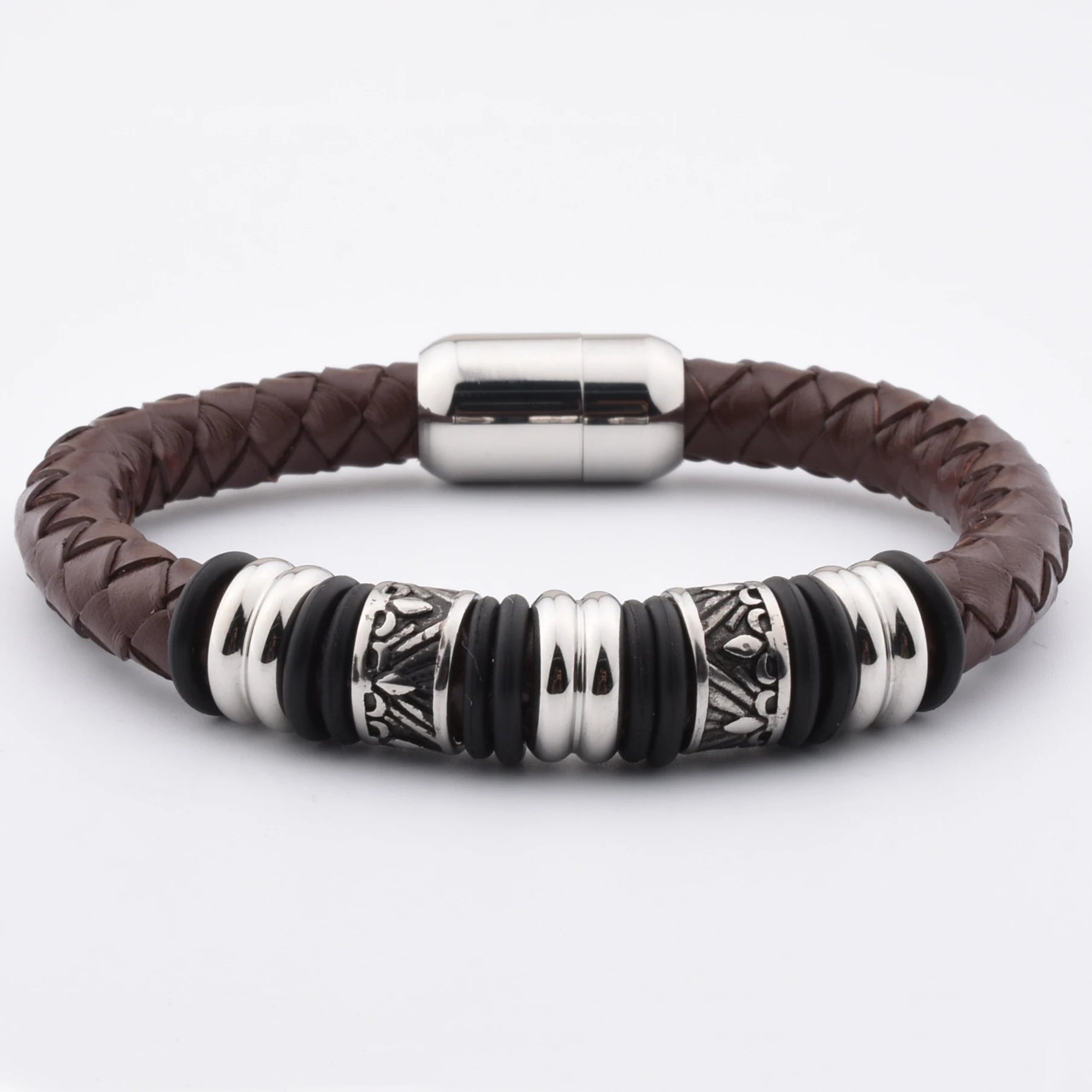 Personalized Jewelry Tan Brown Leather Wide Wristbands Cool Mens Leather Bracelets