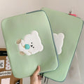 Custom Green 15'' 13'' 11'' Cartoon Design Customized Logo Soft Plush Laptop Sleeve Bag Wholesale